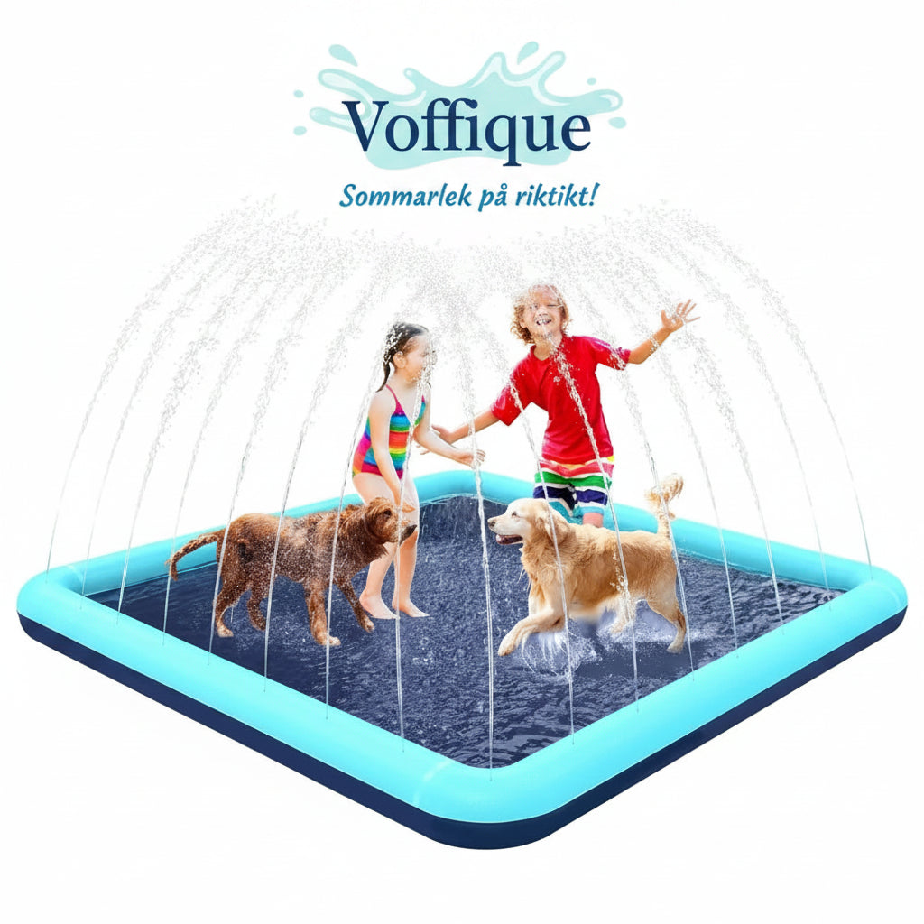 Hundleksak med vattenspridare och pool